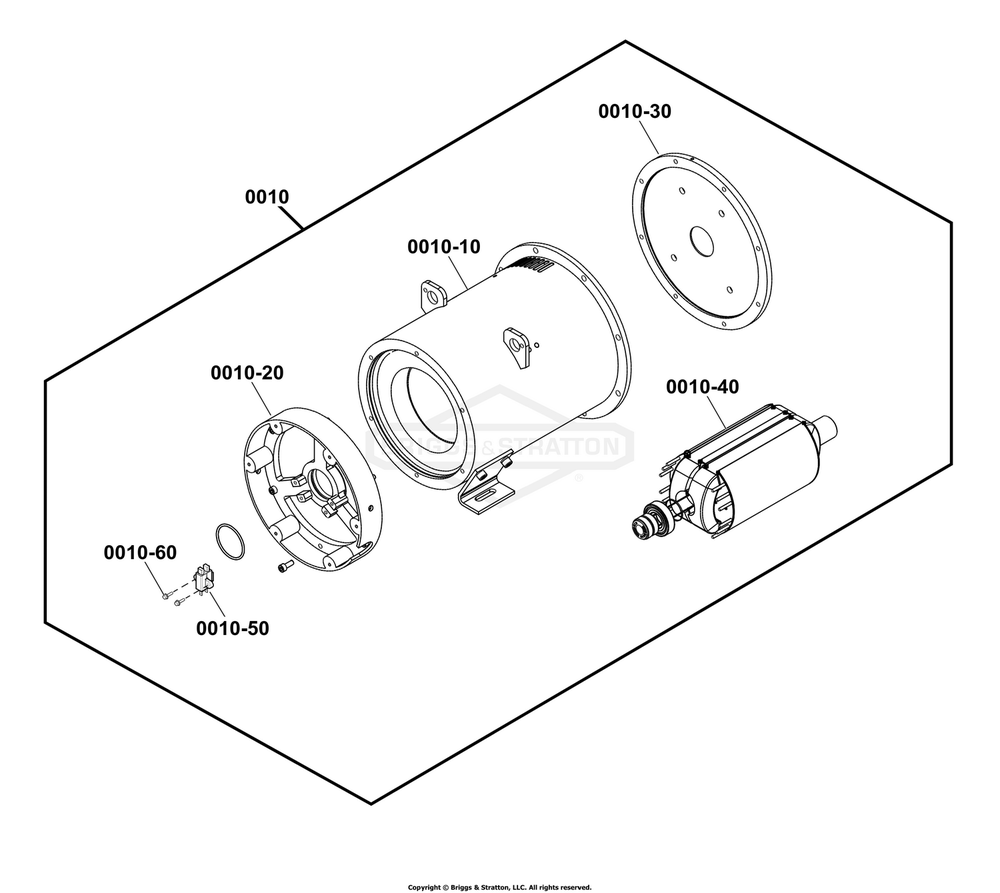 Alternator Group Diagram and Parts List for 040678-01  Briggs and Stratton Generator
